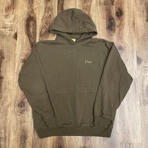 Dime I know Hoodie Mens L Brown Logo Embroider Pullover 100% Cotton Sweatshirt